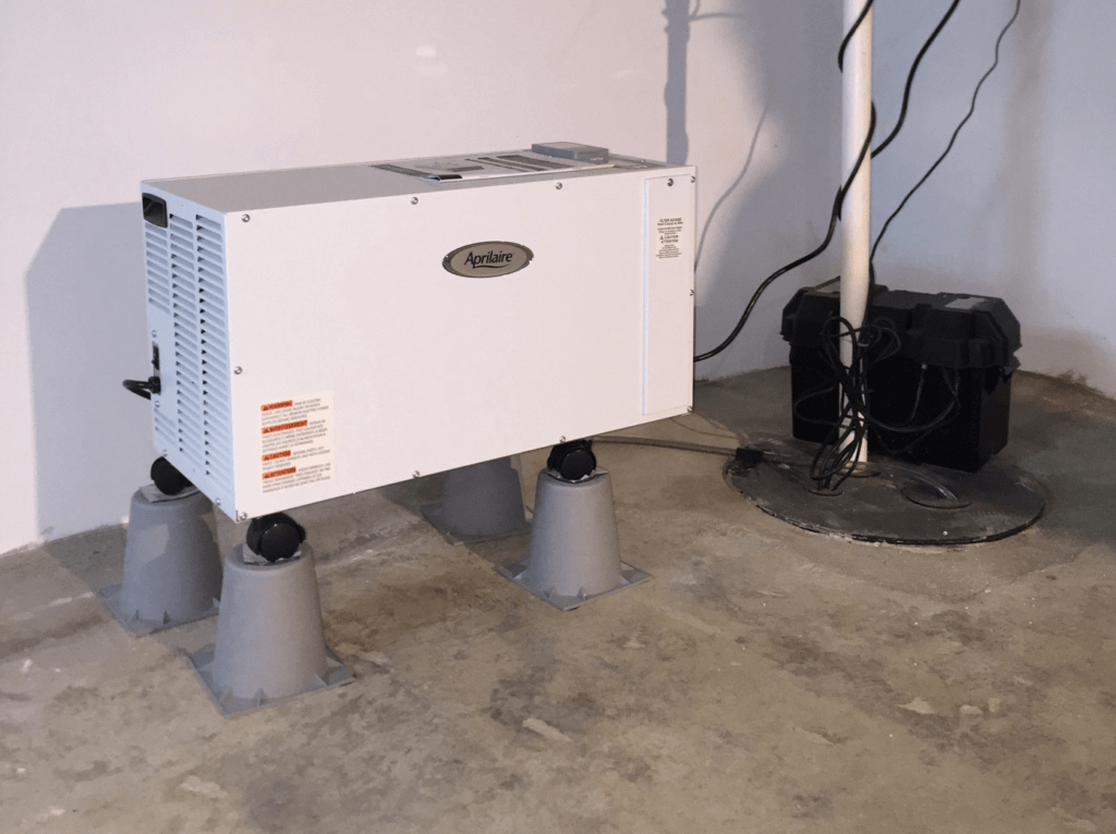 Basement Dehumidifier On Risers | Area Waterproofing | Basement Dehumidification 