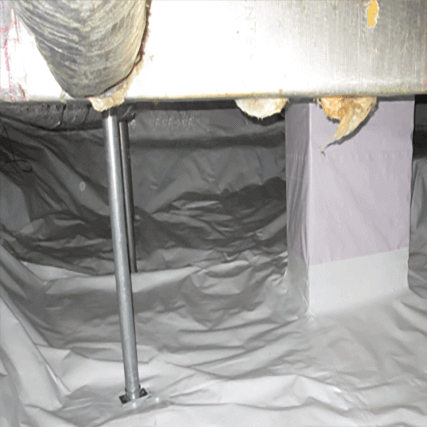 Crawl space stabilizer in encapsulated crawl space | Crawl Space Stabilization | Area Waterproofing