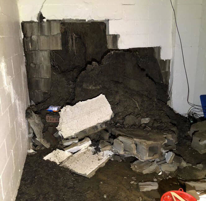 Collapsed Concrete Wall | Emergency Repair Services | Area Waterproofing